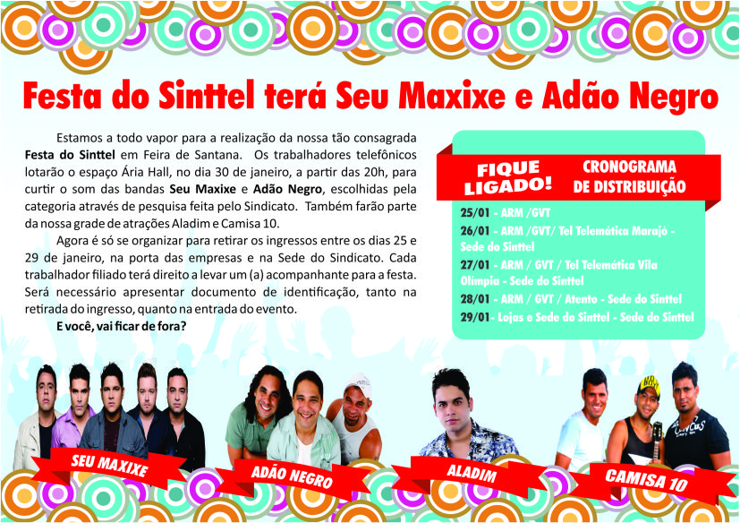 Festa do Sinttel: eu, vocÃª, todo mundo lÃ¡!